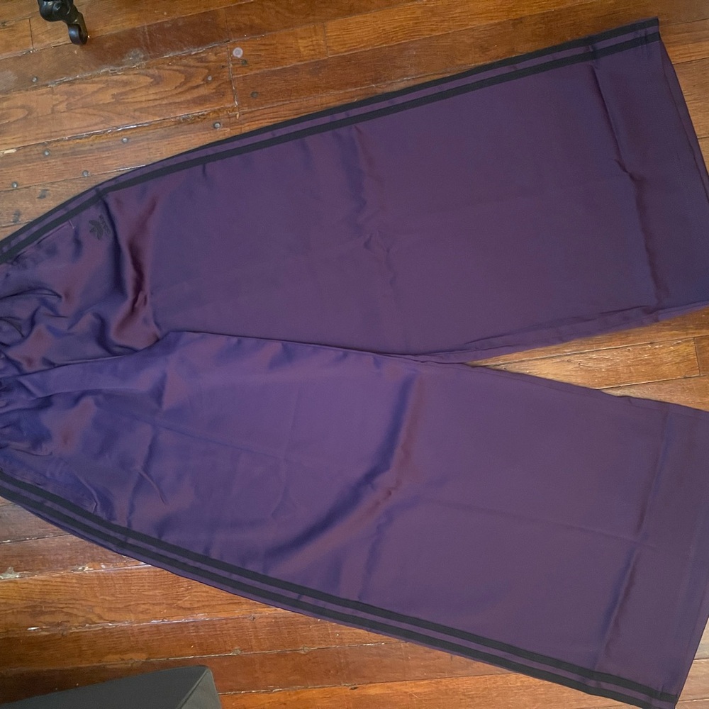 ADIDAS WIDE LEG PURPLE TRACK PANTS / SIZE 4 (SOLD OUT)